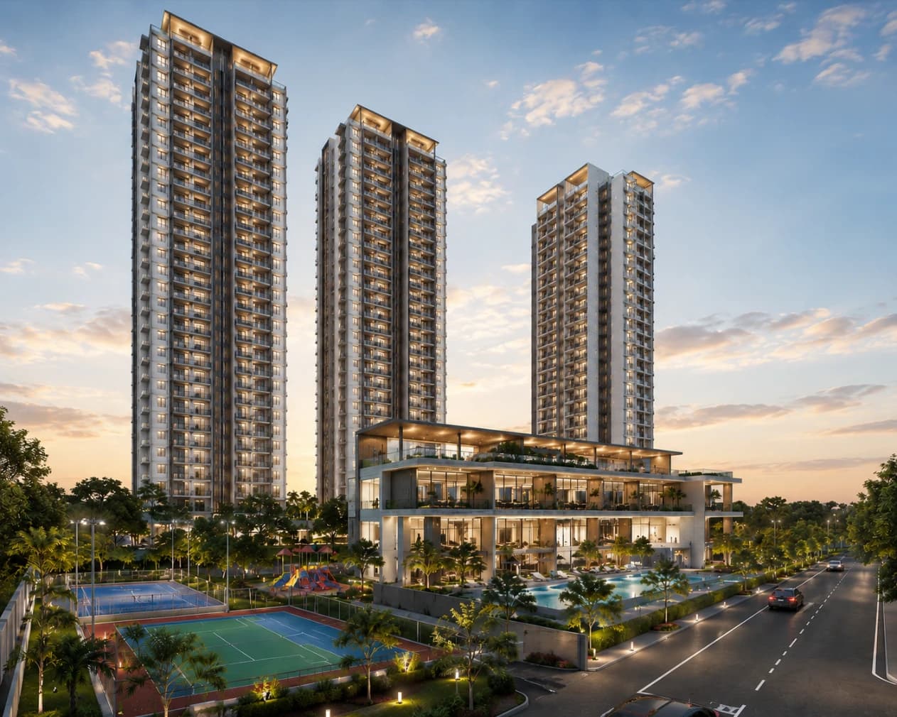 Halo by Raghava — low-angle view of the high-rise towers in Kondapur, Hyderabad